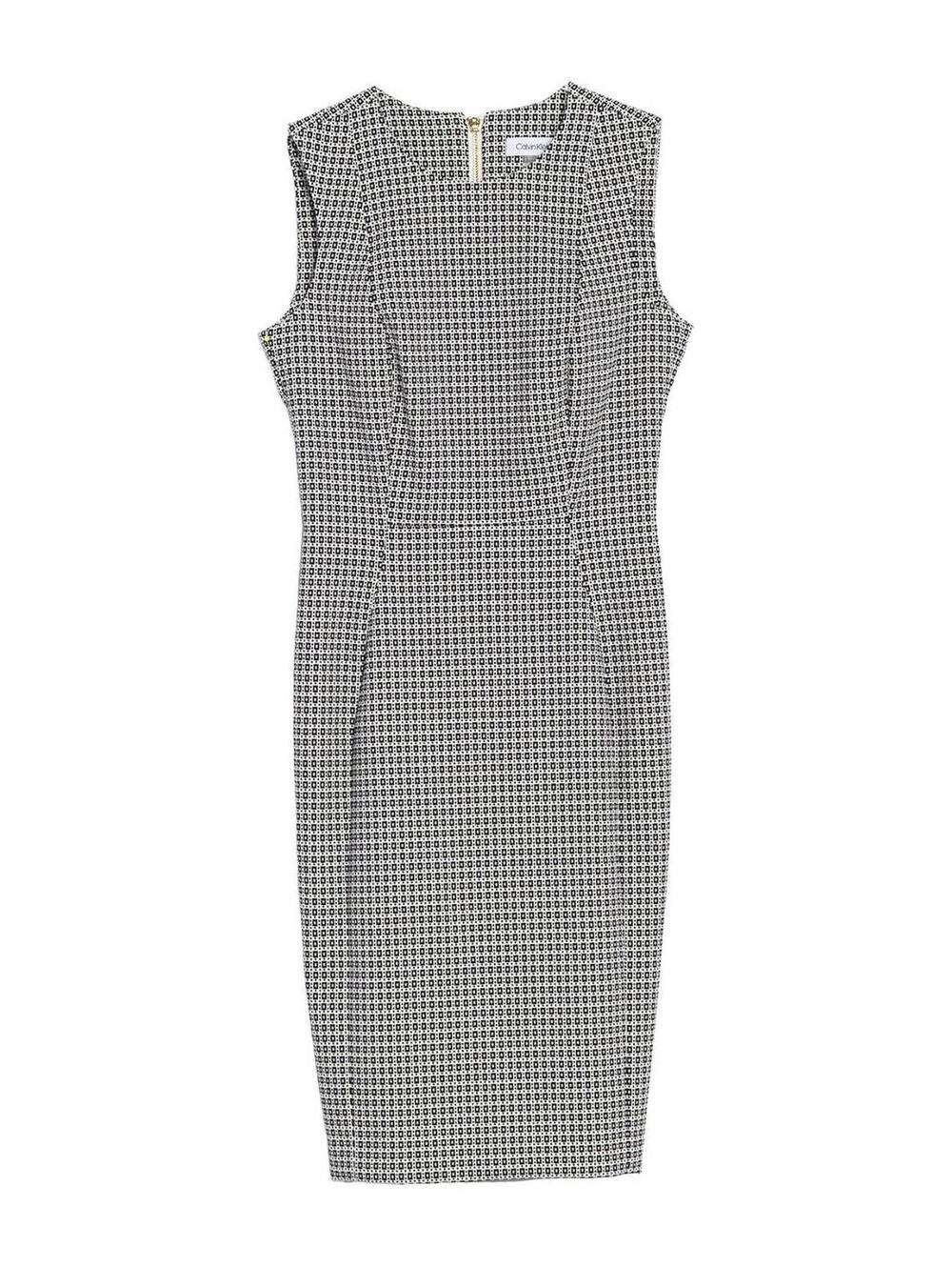 NWT Calvin Klein Women's White Black Patterned Sheath Dress Size 8